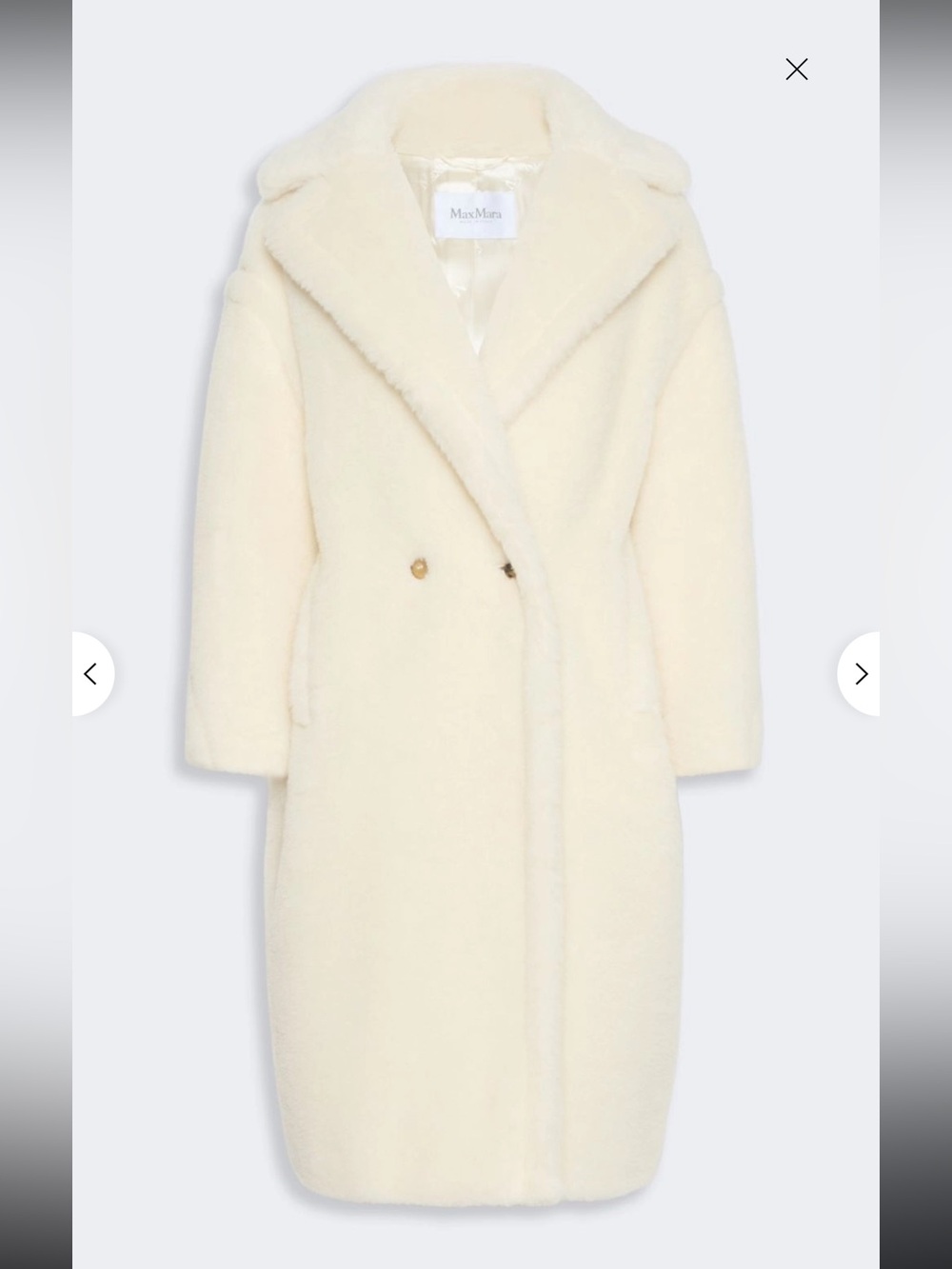 Max Mara Teddy Bear Icon Coat White- Size S